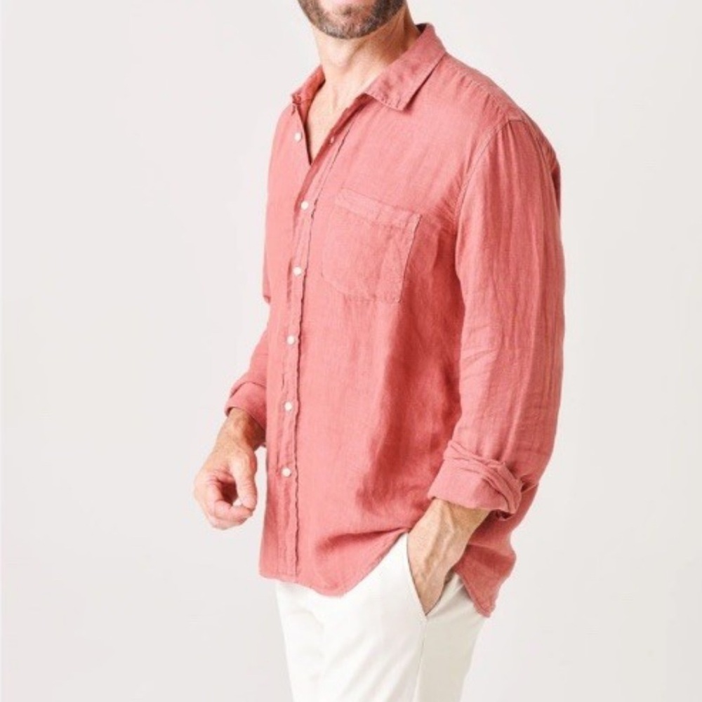 Peter Millar Seaside Garment Dyed Crown Linen Sport Shirt Coastal Golf Preppy XL - Picture 4 of 12